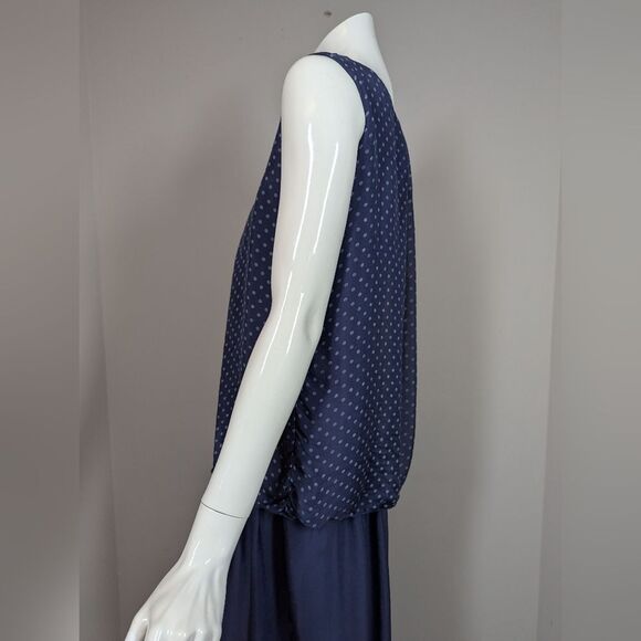 Bella Italy Navy Silk Layered Maxi Dress Sz M - Picture 3 of 12